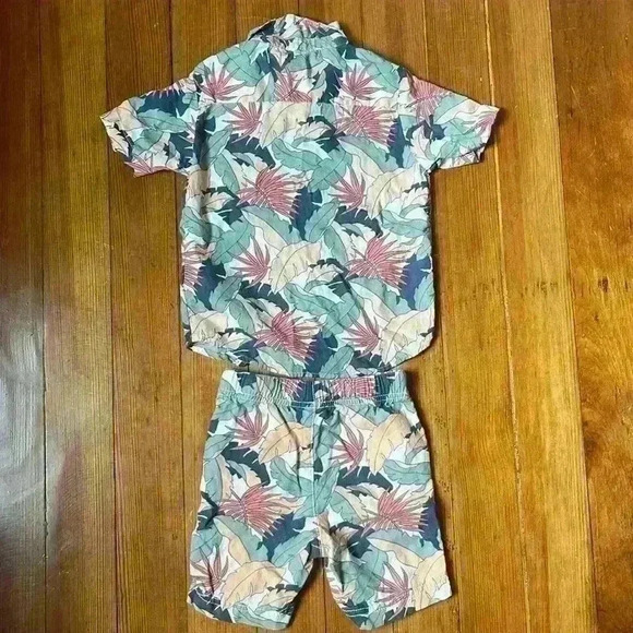 Wonder Nation 3T Boys Tropical Matching Set shirt and shorts Linen Blend - Picture 6 of 7
